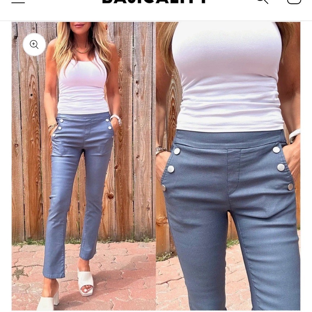 Bevy Flog Sofia Pull On Crop Pants Blue Check
